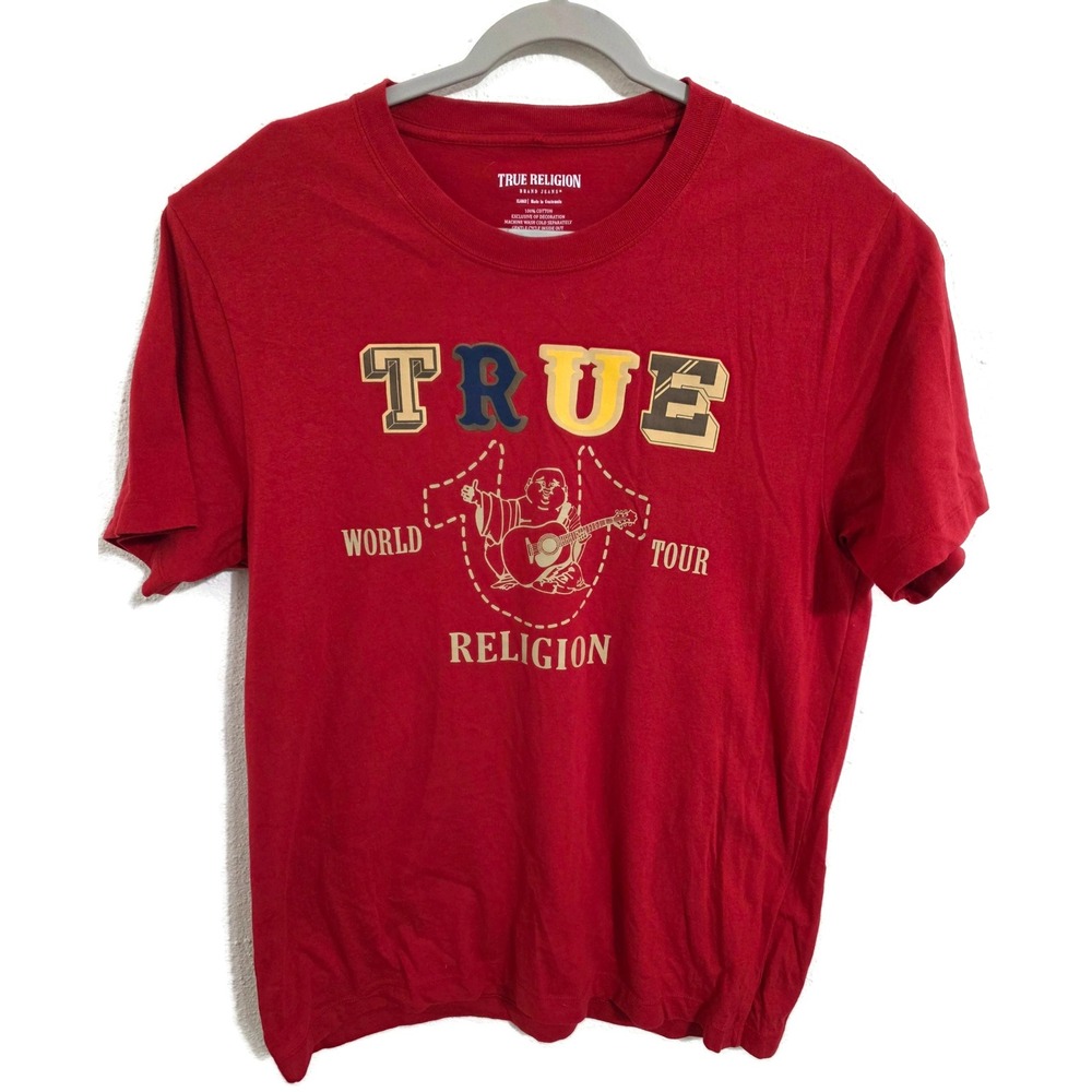 True Religion Mens World Tour Buddha Graphic T-Shirt Red XL